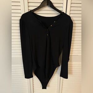 SHEIN Black Long Sleeve Bodysuit